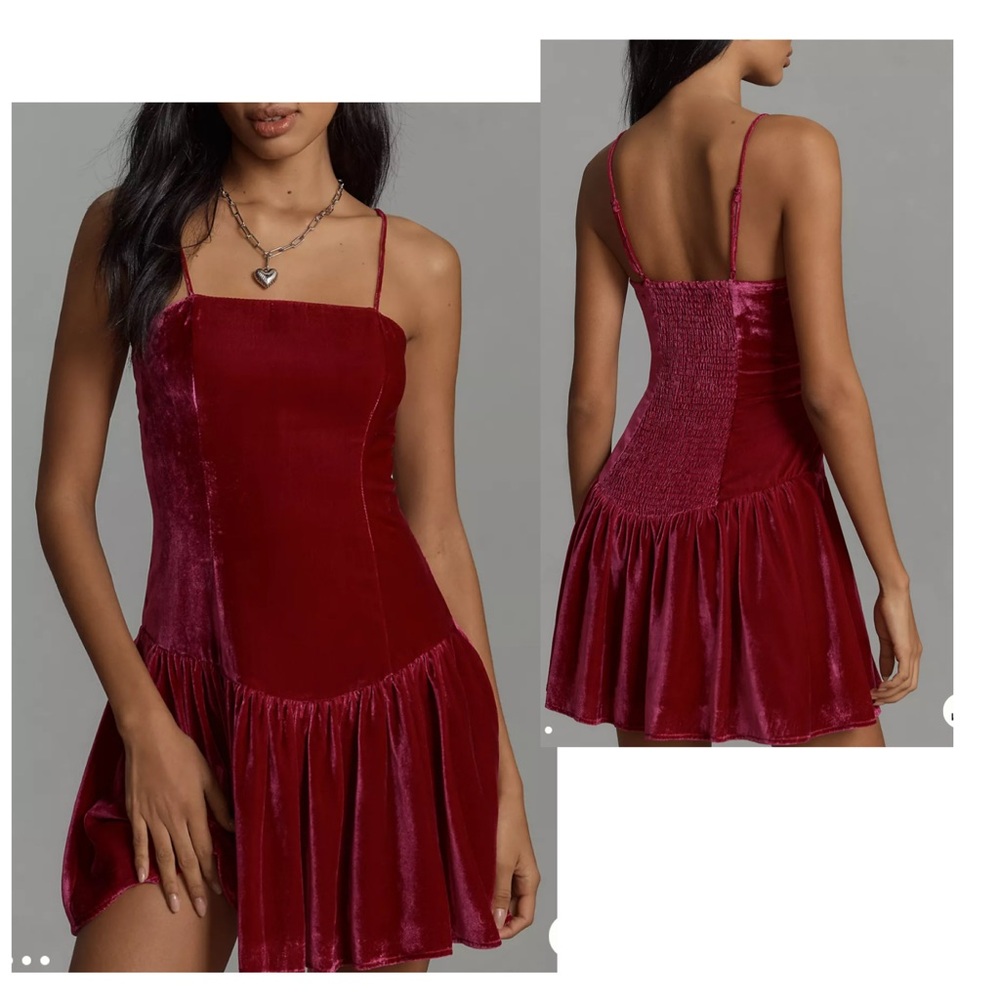 Anthropologie • Maeve • Velvet Mini Dress • Petite